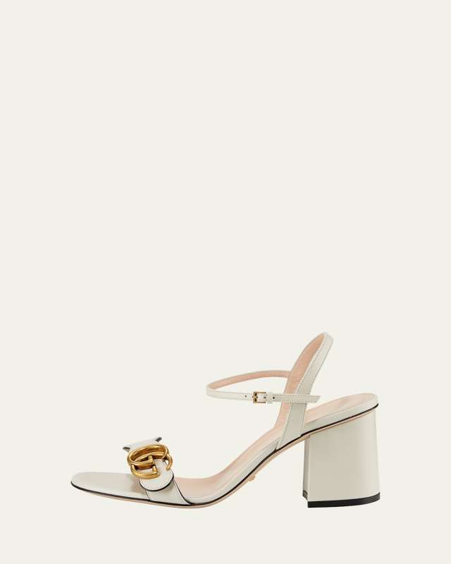 Marmont Leather GG Block-Heel Sandals